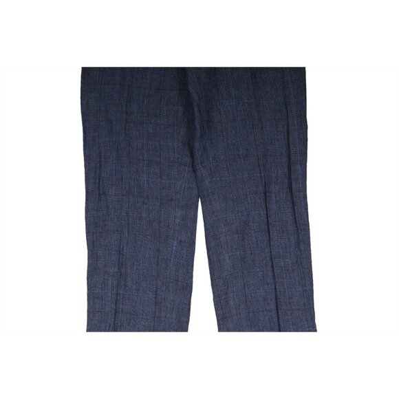 Fabiana Filippi Womens Plaid Pants Small IT 42 Blue Linen Drawstring Trousers - Picture 4 of 12